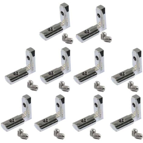 20 pezzi Serie T-Slot Interno L Interno Connettore Angolo Supporto Giunto per Profilo Estruso in Alluminio Serie 2020 6mm (1/4)