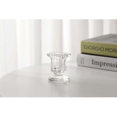 Portacandele in vetro trasparente - Set di 2 piccoli portacandele per matrimoni, Natale, decorazioni per la casa, portacandele affusolati per centrotavola, soggiorno, camera da letto