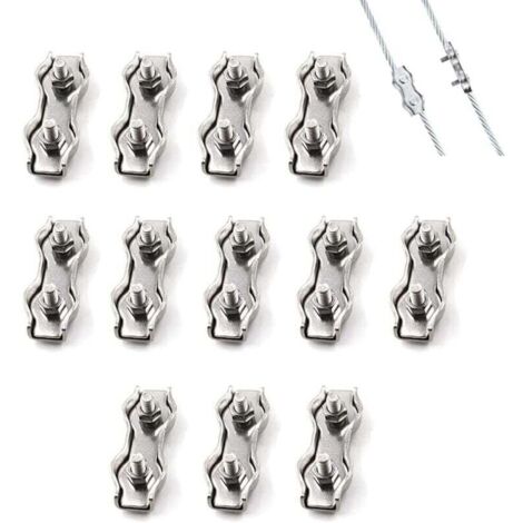 12 pezzi di cavo in acciaio a doppio morsetto M3, morsetto per cavo in acciaio inossidabile, morsetto di fissaggio del cavo del freno, utilizzato per cavo in acciaio da 2 mm