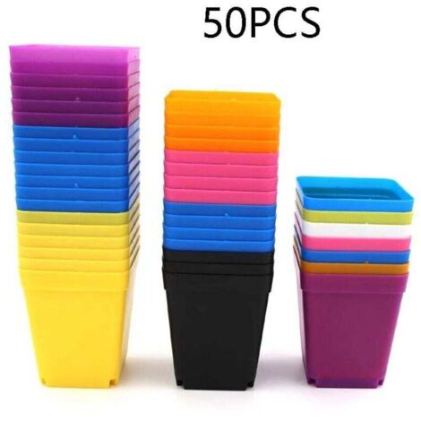 Vaso quadrato nero in plastica per vivaio, vassoio per inserti per vasi da vivaio, attrezzi da giardinaggio (50 colori casuali)