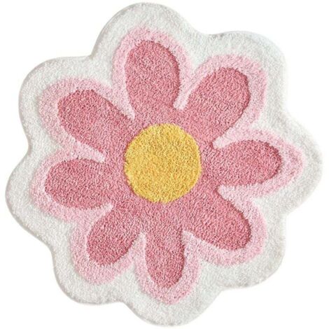 Tappetino da bagno carino, morbido e soffice a forma di fiore, in microfibra, assorbente, antiscivolo, per WC, vasca da bagno, doccia, bagno, 65 cm x 65 cm (rosa)