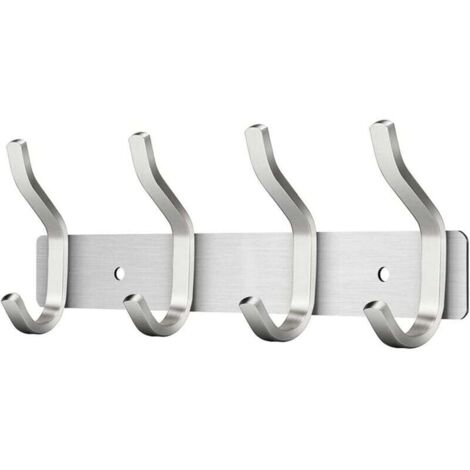 TOJ Living Ganci appendiabiti – set da 4 – argento – autoadesivi – senza forare – con strisce adesive