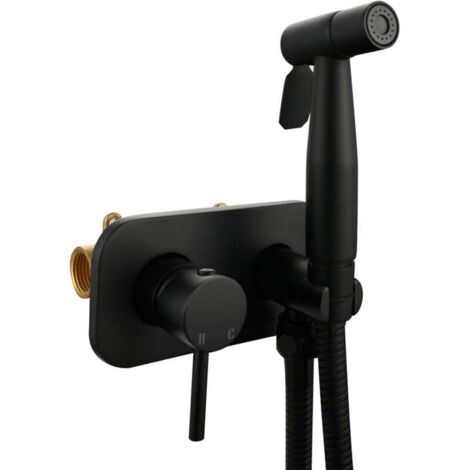 Kit di doccetta per bidet in acciaio inox, rubinetto caldo e freddo da incasso, kit doccia per l'igiene intima, nero