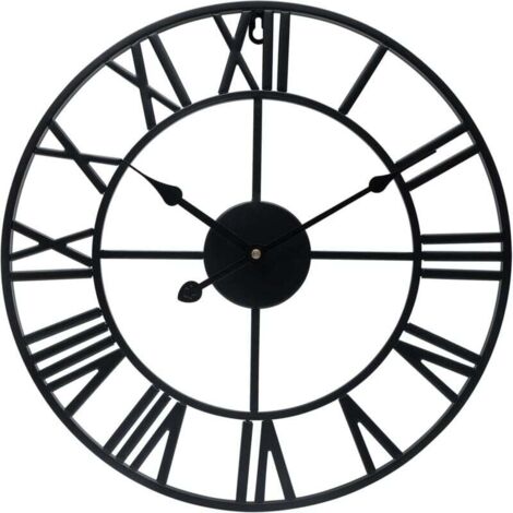 Orologio da parete rotondo in metallo in stile vintage, silenzioso, senza ticchettio, a batteria, 40 cm