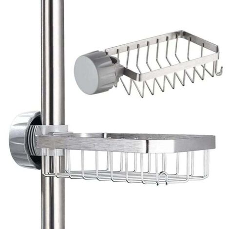 Portasapone per doccia - Acciaio inox - Non necessita di foratura - Per aste da 20 a 32 mm