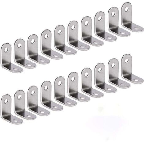 Staffa ad angolo retto in acciaio inossidabile Supporto angolare a 90 gradi Staffa angolare a forma di L Staffa di fissaggio in dotazione Argento 20 pezzi 30 30 16 mm
