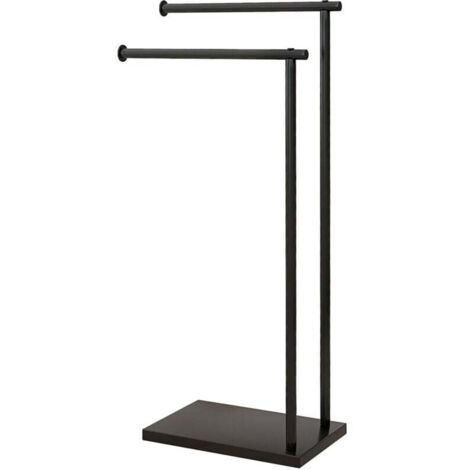 Portasciugamani indipendente in acciaio con 2 barre portasciugamani, 35,5 L x 20 P x 78 A cm - nero (1/4)