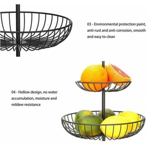 Porta Frutta A Piani Porta Frutta YOPEUC Bianco A Piani, Nero , Moderno, Cesto Portafruttas A 2 Livelli, Ortaoggetti Staccabile Per Verdure, Portafruttas Portafrutta A Ripiani