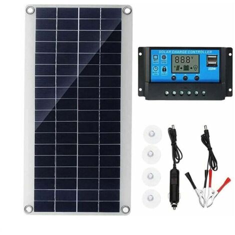 Kit pannello solare - 300 W - 12 V - Kit caricabatteria con regolatore di carica solare da 20 A - Per camper, yacht, uso esterno, giardini e illuminazione
