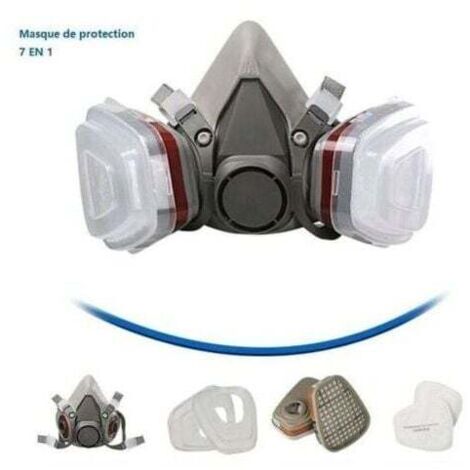 Maschera protettiva 7 in 1, maschera per pittura, riutilizzabile, con filtro antipolvere, respiratore antigas con filtro spray, per pittura, lavoro, prodotti chimici, fai da te, Ikodm