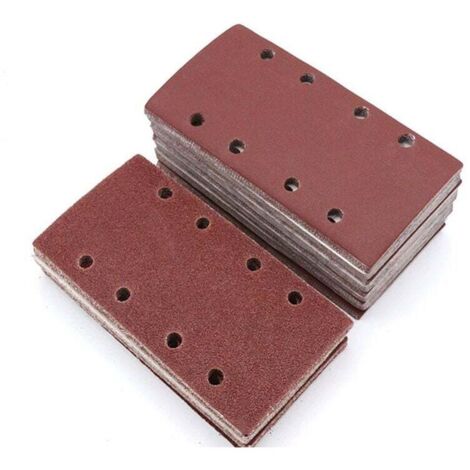 120 fogli abrasivi rettangolari, carta vetrata per levigatrice 93x185mm 8 fori, tamponi abrasivi con velcro, grane assortite 40/60/80/120/180/240 (1/4)