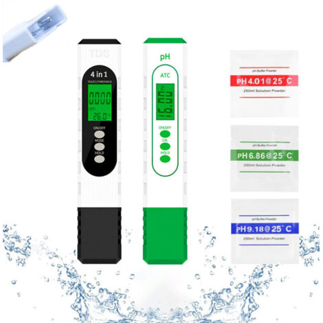 Vtizikl Ph Mètre, Testeur Ph 0.01, Ph Metre Electronique de Haute Précision, Avec Fonction de Compensation Automatique de La Température, Adapté à L'eau Potable Domestiqu, L'aquaculture, La Piscine et (1/4)