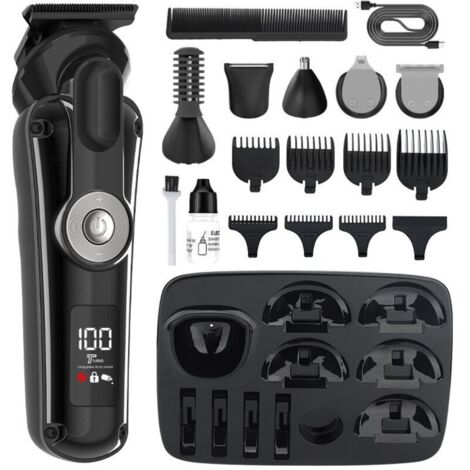 Vtizikl Tondeuse barbe homme – LED – Rasoir Électrique Visage et Corps – Tondeuse Cheveux Polyvalente – USB-C – Autonomie 120 min – Support Organisateur Sans Fil (1/4)