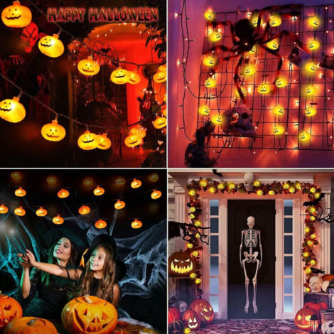 JTLB Lanterne D'Halloween En Forme De Crâne Et Citrouille - Décoration De Table D'Halloween - Fonctionne Avec Piles