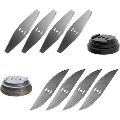 Vtizikl Lame de Tondeuse à Gazon, Lame en métal, Lame de débroussailleuse, Lame de Rechange sans Fil, Tondeuse de Jardin, Seulement 8 Lames incluses, avec Base en Lame, pour Accessoires de Jardin (1/4)