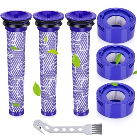 Vtizikl Kits de filtres à vide pour tête de moteur Dyson V8 V7 Absolute Animal, 3 post-filtre HEPA, 3 préfiltres, remplace les pièces 965661-01 et 967478-01 (1/4)