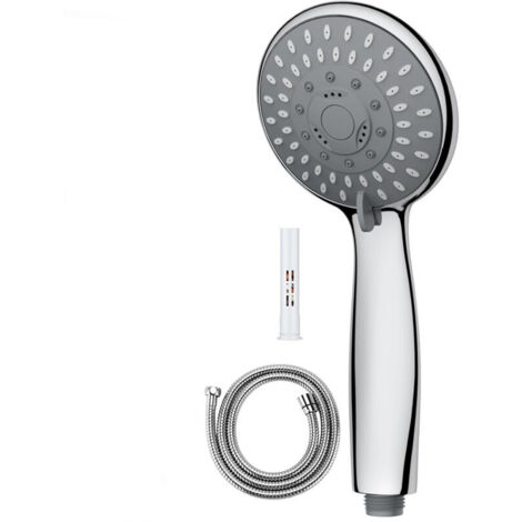Vtizikl Pommeau de douche, tête de douche, 5 modes, avec tuyaux de 1,5 m, robinet de douche haute pression, économie d'eau de douche ionique démontable, portable, tête de douche, chrome (1/4)