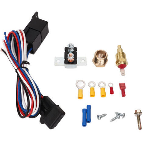 Kit termostato ventola di raffreddamento elettrica, kit completo di relè di controllo termostato ventola radiatore elettrica 12V per auto e camion