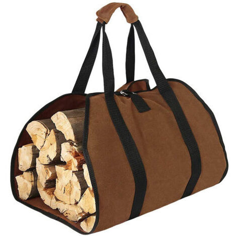 Borsa per legna da ardere, borsa in tela per tronchi di legna, borsa per tronchi resistente all'acqua, accessori pieghevoli per camino, ideale per stufe a legna, campeggio, spiaggia (1/4)