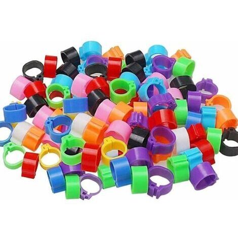 100 anelli per zampe di uccelli, anelli di identificazione in plastica per piccioni, anelli per zampe di uccelli da 8 mm per marcatura, fattorie, allevamento, quaglie, pappagalli e pulcini di pollame (1/5)