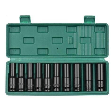 Set di 10 bussole di prolunga pneumatiche esagonali nere da 1/2". (1/5)