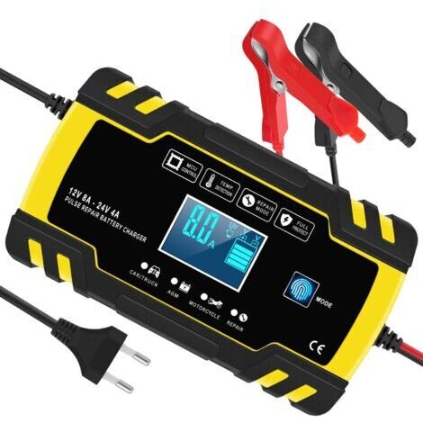Caricabatterie intelligente 12V/24V 8A, mantenitore di carica e funzione di riparazione automatica per auto, moto, camion, AGM, gel, elettrolita liquido, SLA (6-150AH)