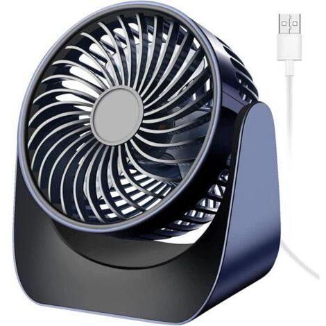 Ventilatore, ventilatore USB silenzioso, ventilatore da tavolo girevole a 360°, ventilatore da tavolo USB a 3 velocità, ventilatore da tavolo per camera da letto, camper, blu