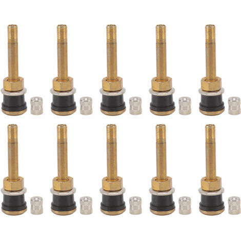 Steli valvola dritti in ottone, morsetto resistente per valvole di pneumatici tubeless per camion, 10 pezzi (1/4)
