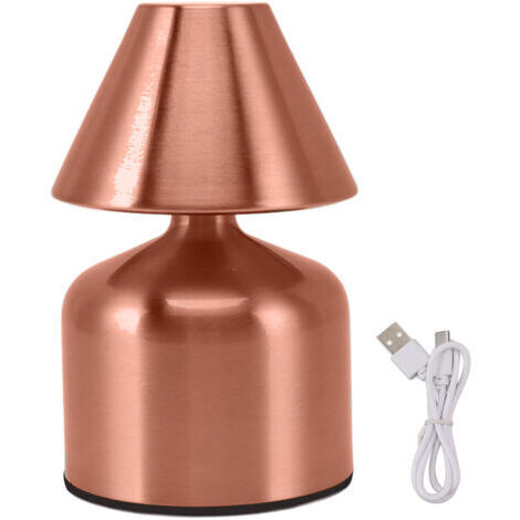 Lampada da scrivania touch da 3W con regolazione continua dell'intensità luminosa, 1800 mAh, senza fili, 3 colori, ricaricabile, lampada da comodino, lampada da scrivania, per bar, oro rosa (1/5)