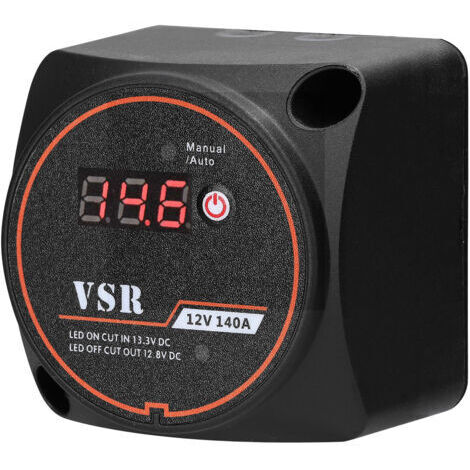 Separatore di batteria doppio da 12 V 140 A, controller di isolamento batteria, modalità manuale/automatica, relè sensibile alla tensione (VSR) con display digitale per ATV, UTV, barche e camper.