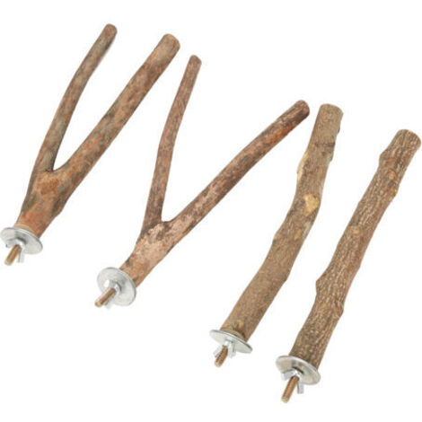 Set di supporti per posatoi per uccelli, gabbia in legno naturale, supporto per pappagalli per arrampicarsi e giocare