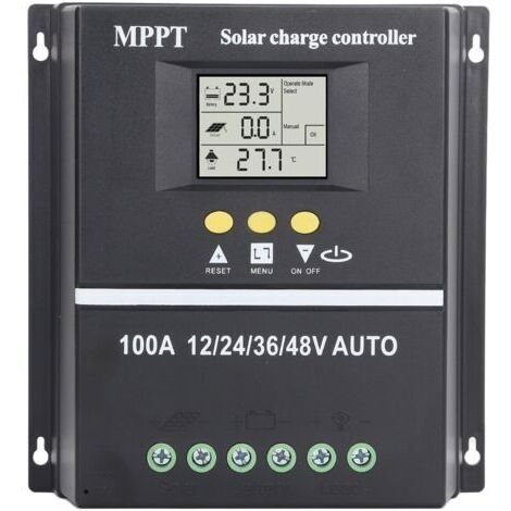 Regolatore di carica solare MPPT da 100 A con doppia porta USB, schermo LCD retroilluminato, ingresso massimo 100 V CC, compatibile con batterie al piombo e al litio.