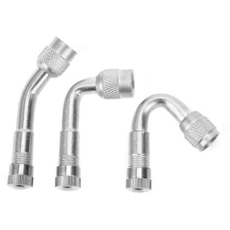 Prolunga per valvola pneumatici in ottone, 90° 135° 45° Adattatore per stelo valvola per auto, moto e bicicletta, argento