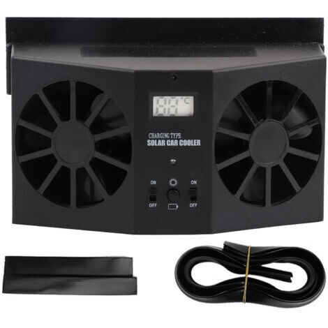 Ventilatore per auto, ventola di raffreddamento nera, altamente resistente, alimentata a energia solare, portatile e ampiamente utilizzata, accessorio per appassionati di auto (1/5)
