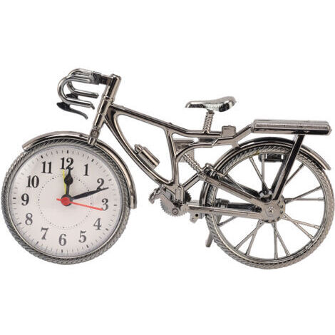 Orologio da tavolo realistico vintage a forma di bicicletta, ornamento decorativo compatto, sveglia per casa, dormitorio, ufficio (1/5)