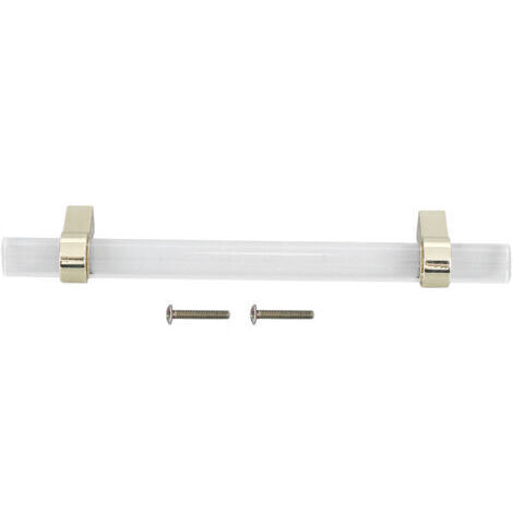 Maniglia in acrilico cristallino, moderna maniglia trasparente per cassetti di armadi, librerie, scarpiere, interasse fori 96 mm, oro (1/5)