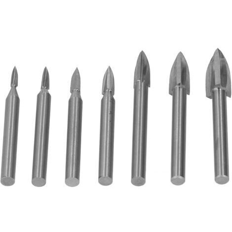 Set di 7 punte da trapano per incisione in acciaio rapido, gambo da 6 mm, per la lavorazione del legno. (1/5)