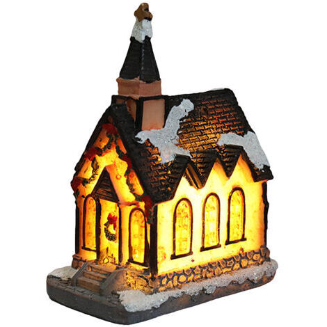 Casa in resina illuminata a LED, decorazioni natalizie, scena natalizia, casa di paese, città, regali di Natale (1/3)