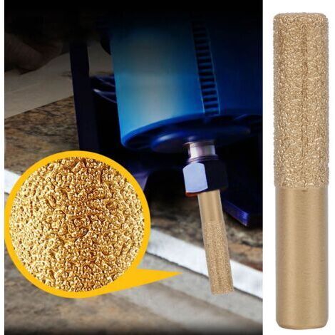 Fresa diamantata a gambo dritto saldata in oro per quarzo, pietra e marmo, 12,7 x 13,5 x 75 mm, per giunzioni. (1/5)