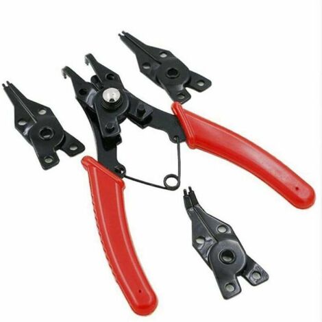 Ulisem Pinza per anelli elastici intercambiabili 4 in 1, Pinza multifunzionale, Strumento per la rimozione dell'anello interno esterno