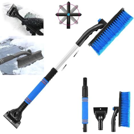 Raschietto per ghiaccio e neve 3 in 1, Raschietto per ghiaccio per auto con scopa, Spazzola regolabile per rimozione neve per auto, Raschietto per ghiaccio per auto (Blu) (1/4)