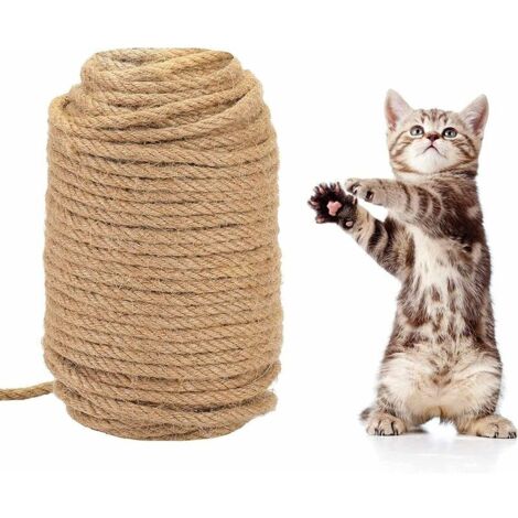 Corda in sisal naturale Ulisem, giocattoli in sisal da 50 m, tiragraffi per gatti, spessore 6 mm, protezione gatti, giocattoli con artigli macinati, materiali striscianti