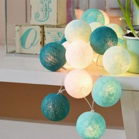 Luci a stringa con palline di cotone, 3 m, 20 LED, per camera da letto, feste, Natale, compleanno, Halloween, matrimonio, cameretta, decorazione romantica, modello a batteria (batteria non inclusa). (1/4)