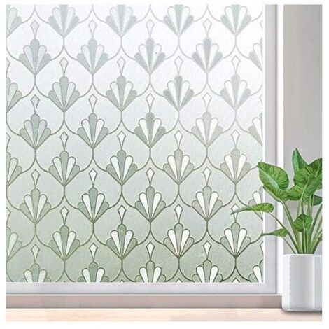 Pellicola elettrostatica per finestre, pellicola per la privacy, non adesiva, riutilizzabile, opaca, motivo floreale, per ufficio, casa, bagno, camera da letto, cucina, 40x200 cm (1/4)