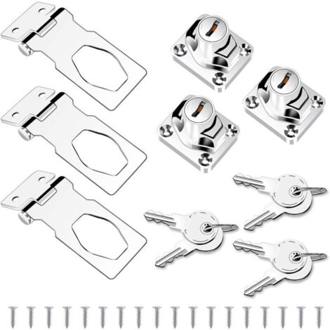 Set di 3 lucchetti con chiavi e viti per porte, armadi, cassetti (1/4)