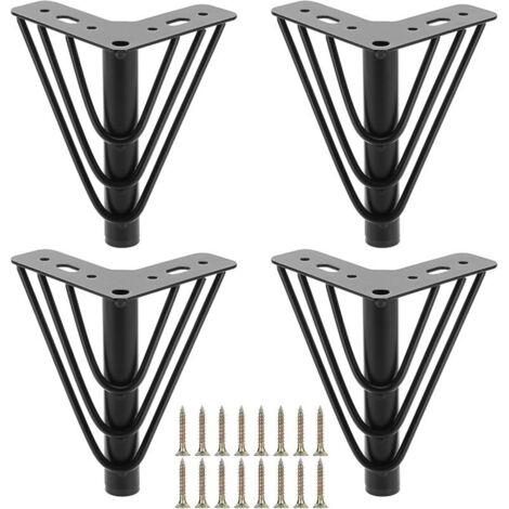 Confezione da 4 gambe per mobili in metallo lunghe 15 cm, gambe con parte superiore triangolare, robuste gambe di ricambio per mobili, piedini di supporto per divano, letto, sedia, mobile, cassetto, t (1/4)