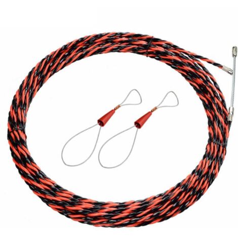 Punta tiracavi per elettricisti, 50 m, punta tiracavi per elettricisti con diametro di 5 mm, supporto retrattile per tirare ed estendere la punta tiracavi flessibile a spirale in acciaio per elettrici (1/4)