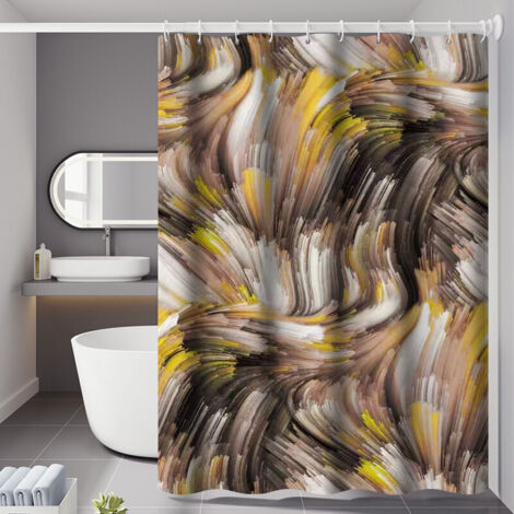 Tenda da doccia 180 x 200 cm con 12 ganci, tessuto in poliestere impermeabile ad asciugatura rapida, lavabile in lavatrice, tende da bagno (1/4)