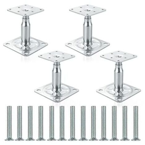 Confezione da 4 staffe per pali rialzati zincati regolabili da 100 a 150 mm, supporto per tetto per impieghi gravosi per edilizia (1/4)