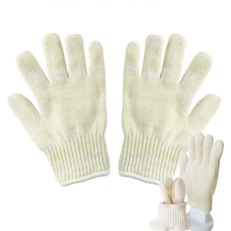 Guanti resistenti al calore, muffole resistenti al calore, per forno e camino, resistenti al calore fino a 300°C, taglia universale, beige (2 pezzi) (1/4)